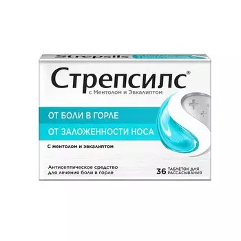 Стрепсилс с Ментолом и Эвкалиптом таблетки для рассасывания 36 шт