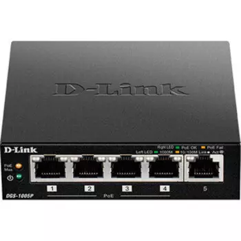 Коммутатор D-Link DGS-1005P/A1A 5G 4PoE 60W неуправляемый