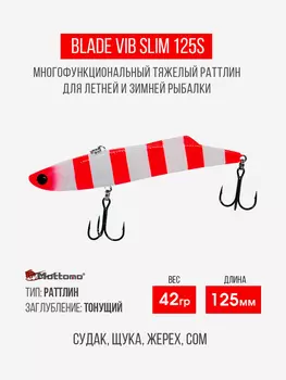 Воблер Mottomo Blade VIB Slim 125S 42g White Red, Розовый
