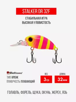 Воблер Mottomo Stalker DR 32F 3g Pink Chartreuse, Розовый