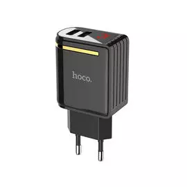 Сетевой блок питания Hoco (C39A) Enchanting 2 USB Port с LED дисплеем 2.4A (черный)