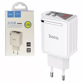 Сетевой блок питания Hoco (C39A) Enchanting 2 USB Port с LED дисплеем 2.4A (белый)