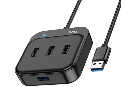 Адаптер Hoco HB31 4 в 1 Type-C на 4xUSB 2.0 0.2m (Black)