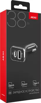 Автомобильное зарядное устройство Akai (CH-6D06) USB/Type-C 38W (черный)