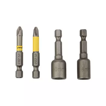 Набор бит Kranz (KR-92-0461) PH2/PZ2 50 мм с магнитным держателем (4 шт.)