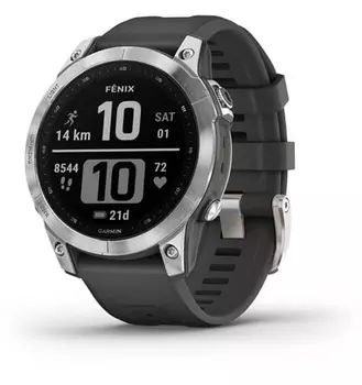 Умные часы Garmin Fenix 7, серебристый с графитовым ремешком