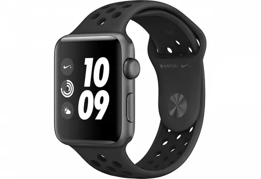 Watch Nike+ Series 3, 42 мм, корпус из алюминия цвета «серый космос», спортивный ремешок Nike цвета «антрацитовый/чёрный»