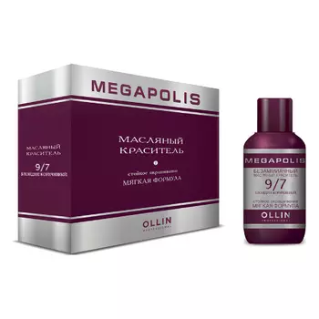 OLLIN PROFESSIONAL 9/7 краситель масляный безаммиачный для волос, блондин коричневый / MEGAPOLIS 3*50 мл