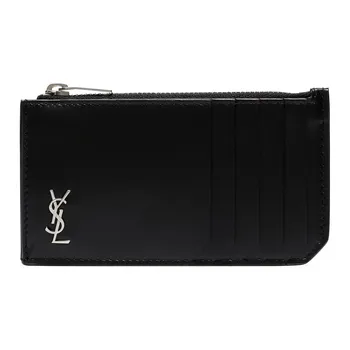 SAINT LAURENT Сумка-кошелек для карт из матовой кожи, мужская, черная
