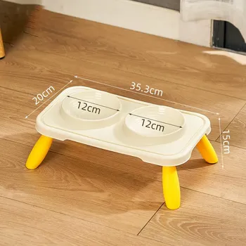 Двойная миска для кошек Kimpets, приподнятая миска для кормления домашних животных, нескользящая миска для собак, наклонная подставка, кормушка для кошек, миска для кормления, принадлежности для котят оранжевый
