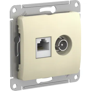 Розетка TV+RJ45 Schneider Electric Glossa, бежевый, оконечная, без рамки (GSL000289)