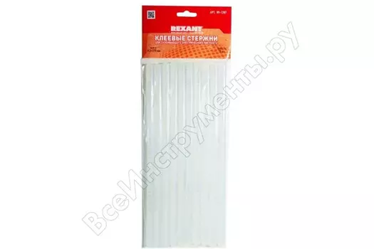 Клеевые стержни REXANT 09-1207 1.1 см x 27 см, прозрачный, 10 шт., блистер (670011)
