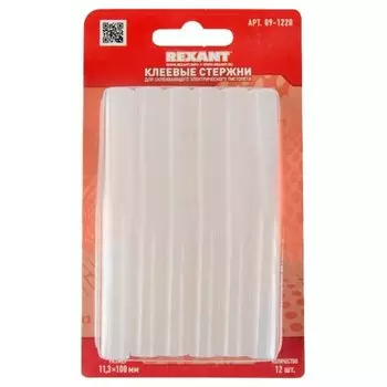 Клеевые стержни REXANT 1.13 см x 10 см, прозрачный, 12 шт., блистер (09-1220)