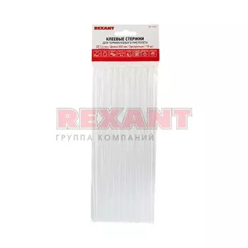 Клеевые стержни REXANT 7.4 мм x 20 см, прозрачный, 10 шт., пакет (09-1103)