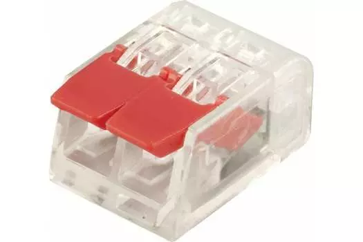 Клемма монтажная STEKKER LD221-412 2x0,5...2,5 мм, красная/прозрачная (32393)