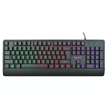 Клавиатура проводная Gembird KB-220L, мембранная, подсветка, USB, черный