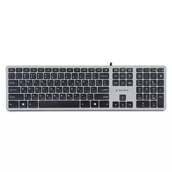 Клавиатура проводная Gembird KB-8420, мембранная, USB, черный/серебристый (KB-8420)