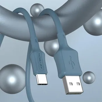 KEYSION 3A жидкий силиконовый кабель Type-C для Samsung A55 A54 USB-C быстрая зарядка синхронизация данных зарядный провод для Xiaomi Redmi Note 13 1m фиолетовый