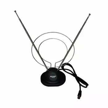 Антенна Rexant RX-100, комнатная пассивная, VHF/UHF, DVB-T2, питание антенный вход, кабель 1.5 м (34-0100)