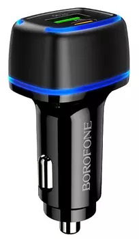 Автомобильное зарядное устройство Borofone BZ14A, 2xUSB, 1xUSB Type C, 3А, 15 Вт, QC, PD, черный