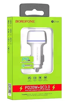 Автомобильное зарядное устройство Borofone BZ14A, USB, 1xUSB Type C, 3.4А, 20 Вт, QC, PD, белый