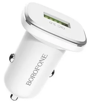 Автомобильное зарядное устройство Borofone Lasting power BZ12A, 2xUSB, 3А, 12 Вт, QC, кабель Lightning 8-pin, белый