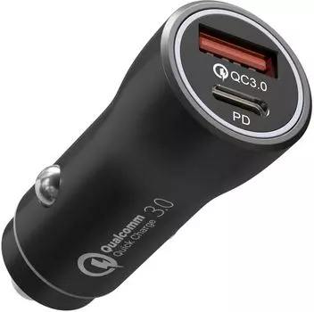 Автомобильное зарядное устройство WIIIX UCC-4-2-04-96, USB, 1xUSB Type C, 2.4А, 18 Вт, QC, PD, черный (UCC-4-2-04-96)