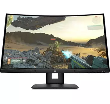 Монитор 23.6" HP X24c VA, изогнутый, 1920x1080 (16:9), 300кд/м2, 144 Гц, 4мс, 178°/178°, FreeSync, HDMI, DisplayPort, черный (9FM22AA)