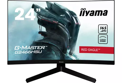 Монитор 23.6" Iiyama G-MASTER G2466HSU-B1 VA, изогнутый, 1920x1080 (16:9), 250кд/м2, 165 Гц, 1мс, 178°/178°, FreeSync, HDMI, DisplayPort, USB-Hub, черный