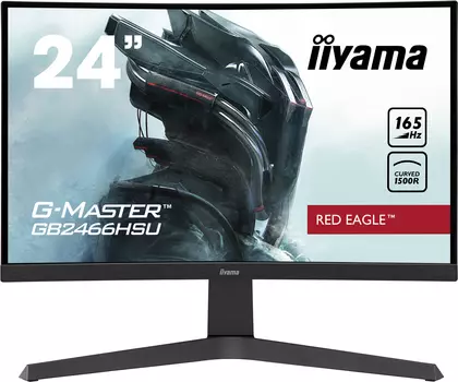 Монитор 23.6" Iiyama G-MASTER GB2466HSU-B1 VA, изогнутый, 1920x1080 (16:9), 250кд/м2, 165Hz, 1мс, 178°/178°, FreeSync, HDMI, DisplayPort, USB-Hub, черный (GB2466HSU-B1)