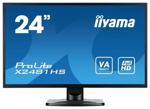 Монитор 23.6" Iiyama ProLite X2481HS-B1 VA, 1920x1080 (16:9), 250кд/м2, 6мс, VGA, DVI, HDMI, черный