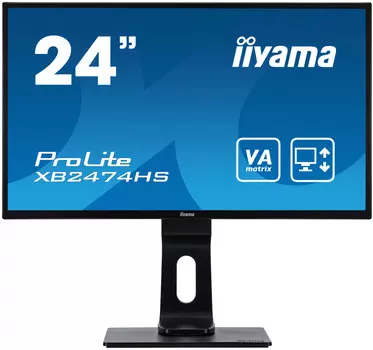 Монитор 23.6" Iiyama XB2474HS-B2 VA, 1920x1080 (16:9), 250кд/м2, 4мс, VGA, HDMI, DisplayPort, черный