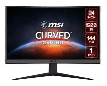 Монитор 23.6" MSI Optix G24C6 VA, изогнутый, 1920x1080 (16:9), 250кд/м2, 144Hz, 1мс, 178°/178°, FreeSync, HDMI, DisplayPort, черный (9S6-3BA01T-039)