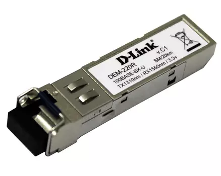 Модуль SFP D-Link DEM-220R, 20 км, LC, Tx:1310 нм, Rx:1550 нм, 155 Мбит/с, SM, WDM