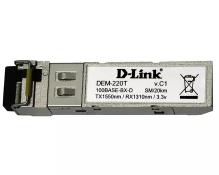 Модуль SFP D-Link DEM-220T, 20 км, LC, Tx:1550 нм, Rx:1310 нм, 155 Мбит/с, SM, WDM