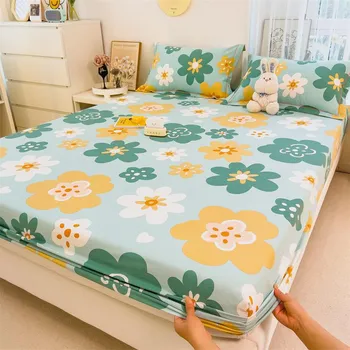 1 шт., простыни из 100% хлопка с узором «любовь», sabanas cama matrimonial Queen/King, покрывало на кровать, полный комплект, простыня на резинке 120x200x25cm 1pc