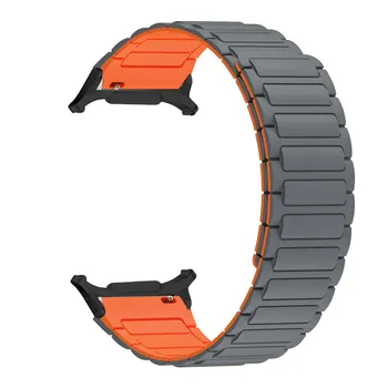 Силиконовый ремешок No Gaps для Samsung Galaxy Watch 7 Ultra 47 мм, спортивный браслет с магнитным ремешком для Galaxy Watch Ultra Watch 7 Ultra 47mm чёрный/красный