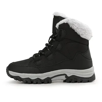 Женские зимние сапоги Plus Snow Boots Casual Suede Medium Warm High Top Cotton Shoes Large Antislips Solid Color Strap Up Rope 36 белый