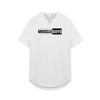 Muscleguys Мужская модная уличная спортивная футболка с короткими рукавами и принтом, облегающая дышащая футболка с короткими рукавами M чёрный