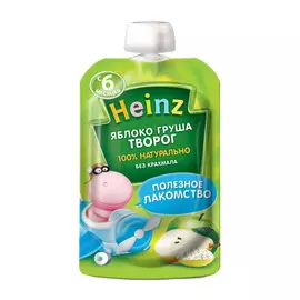 Пюре фруктово-молочное Heinz Яблоко, груша с творогом 90 г
