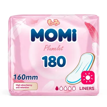 MOMI Прокладки гигиенические ежедневные "Liners" 160 мм ультратонкие спайка 180.0