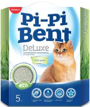 Pi-Pi-Bent DeLuxe "Свежая Трава" наполнитель минеральный комкующийся (5 кг., 12 л.)