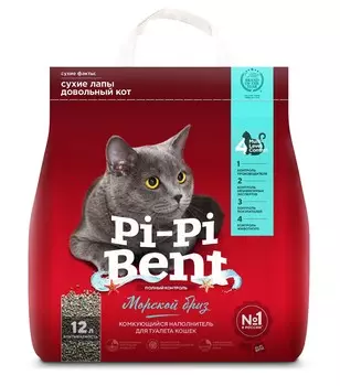 Pi-Pi-Bent Морской бриз наполнитель минеральный комкующийся (5 кг., 12 л.)