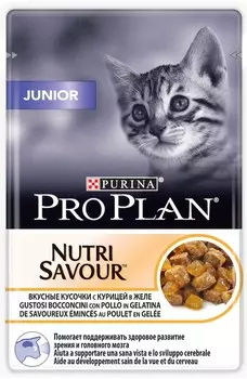 Pro Plan Nutrisavour Kitten пауч для котят (кусочки в желе) (Курица, 85 г.)