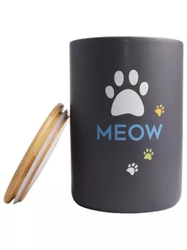 Mr.Kranch бокс керамический для хранения корма для кошек MEOW (1,9 л., Черный)