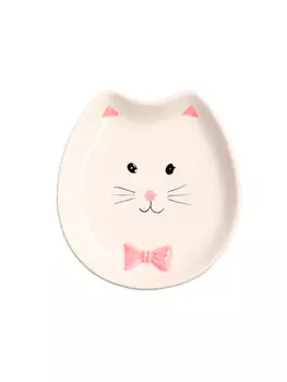 Mr.Kranch миска керамическая мордочка кошки с бантиком (130 мл., Белая)