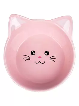 Mr.Kranch миска керамическая на ножках Мордочка кошки (200 мл., Розовая)