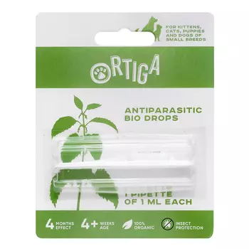 Ortiga антипаразитарные БИО-капли для котят, кошек и мелких собак до 10 кг (1 пипетка, 1 мл.)