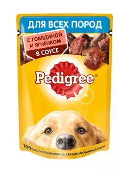 Pedigree пауч для собак (кусочки в соусе) (Говядина и ягненок, 85 г.)