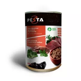 Pesta "Стир-фрай из говядины с брокколи" консервы для щенков и собак всех пород (Говядина и брокколи, 400 г.)
